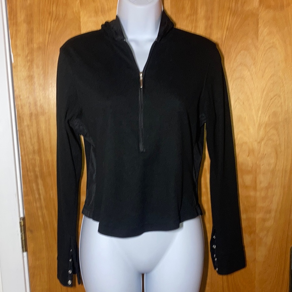 Athletic Works Black Half Zip Work Out Hoodie Top Size Small